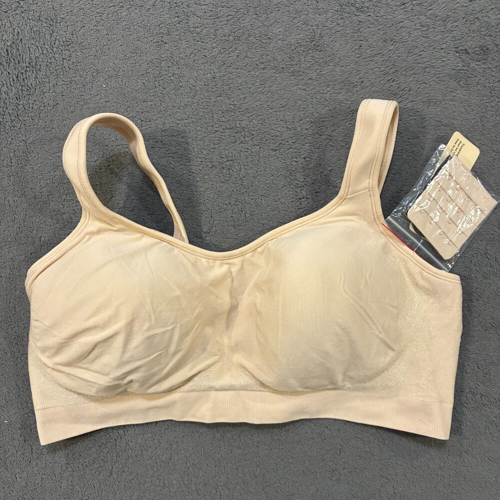Truekind Daily Comfort Beige Nude Seamless Wirefree Shaper Bra Women's Size XL